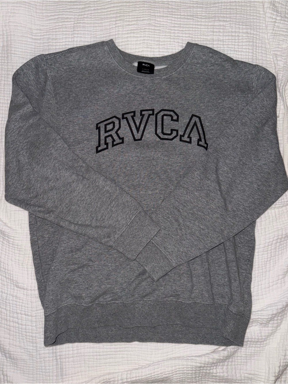 RVCA Gray Crewneck Sweatshirt with Black Logo